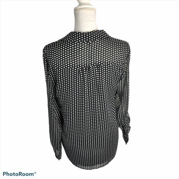 Tommy Hilfiger Black White Polka Dot Top NWT Button Down Shirt Blouse Small - Picture 6 of 12